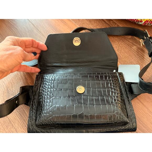 New Nordstrom Croc Embossed Leather Belt Bag - Picture 4 of 8